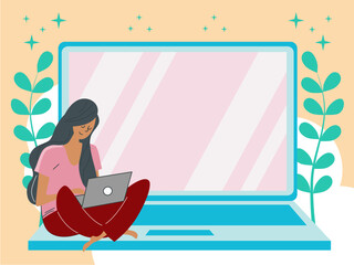 Laptop Concept Illustration Stylish and Beautiful