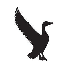 Duck icon. Duck black silhouette isolated on white background. Vector illustration, Domestic and wild ducks.