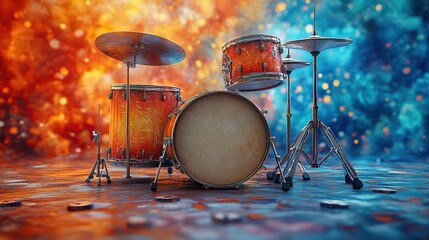 3d cartoon style drum set 3d rendering