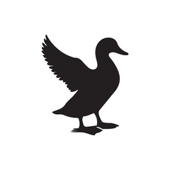 Obraz premium Duck icon. Duck black silhouette isolated on white background. Vector illustration, Domestic and wild ducks.