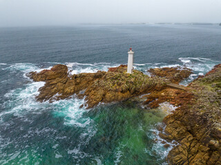 Faro y praia do Lago en Muxia Galicia