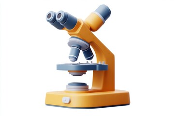 3D Render of a Yellow and Blue Microscope