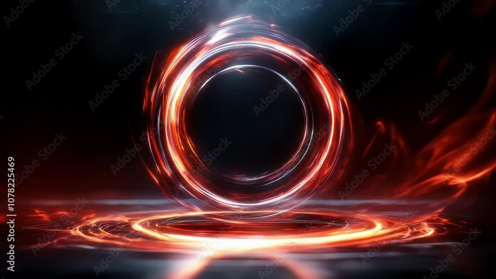 Aufkleber glowing portal in a dark space with abstract light effects, creating a mysterious and futuristic atm