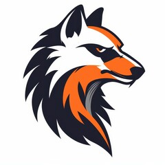 Icon logo of wolf with eagle on white background Created with Generative AI technology.