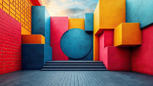 abstract geometry shapes background 3d rendering