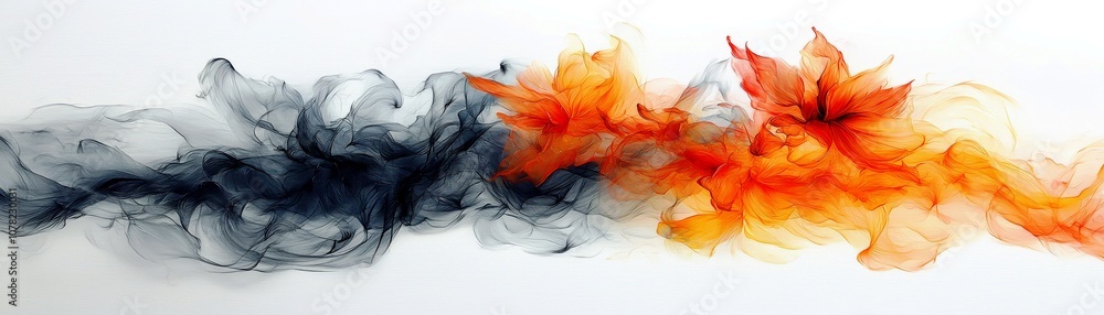 Aufkleber abstract colorful smoke waves in shades of black, orange, and red create a dynamic visual flow on a 