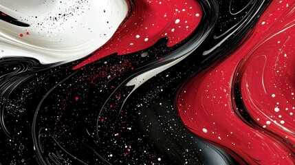 Obraz premium Abstract Swirling Patterns with Bold Red, Black, and White Colors, Creating an Artistic and Energetic Visual Effect for Modern Designs and Backgrounds