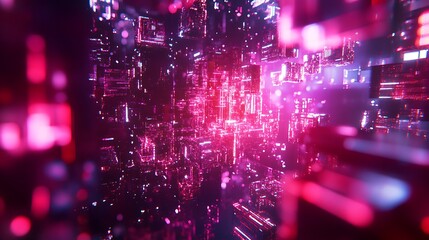 High-tech abstract glowing particles forming a digital image