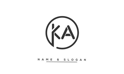 KA, AK, K, A Abstract Letters Logo Monogram