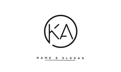 KA, AK, K, A Abstract Letters Logo Monogram