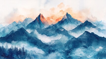 Obraz premium Abstract Watercolor Mountain Landscape Background