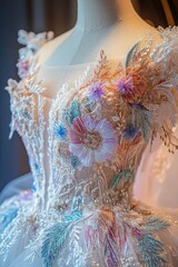 Obraz premium Exquisite floral embroidered wedding dress design for fashion inspiration