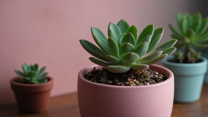 Obraz premium small houseplant in a pink flowerpot