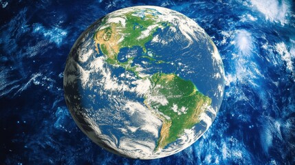 Fototapeta premium Vibrant view of earth from space showcasing continents and ocean details GIS Day