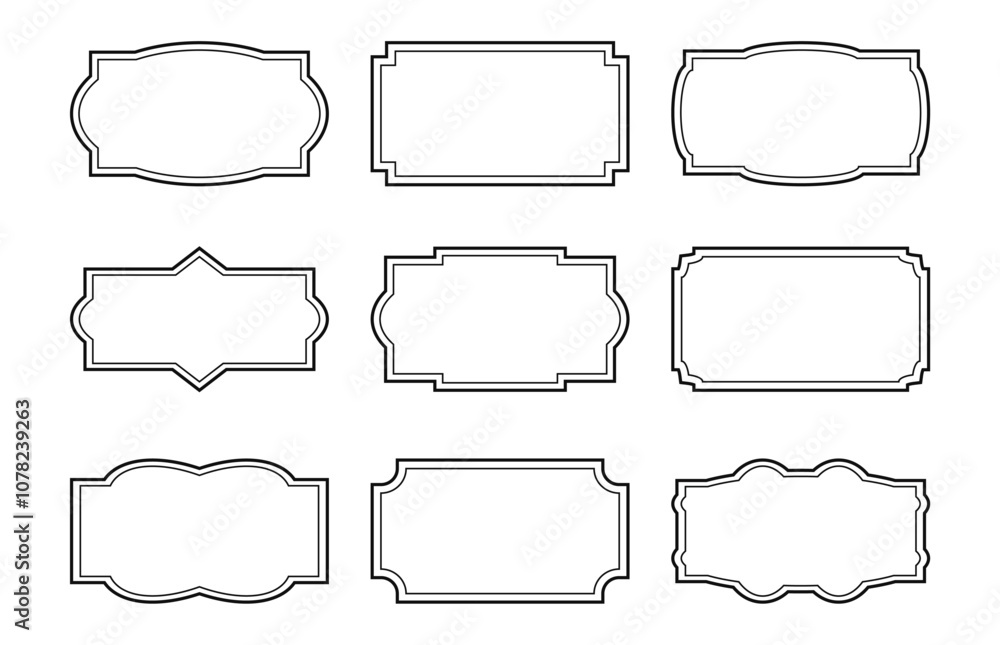 Poster modern minimalist aesthetic line frames. outline arch geometric forms. decorative set textborders wi