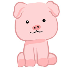 Fototapeta premium baby pig cartoon cute fit for educational purposes flashcard