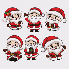 cute santa claus set vector illustration