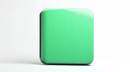 Obraz premium Blank Mobile application icon, button - green square with round corners. 3d rendering, white background