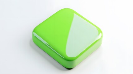 Blank Mobile application icon, button - green square with round corners. 3d rendering, white background