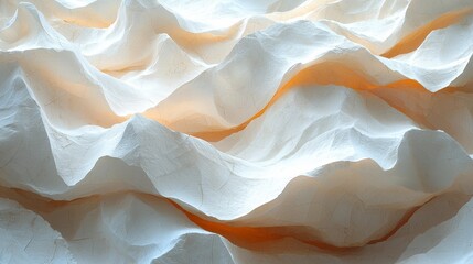 A close-up of textured, layered material resembling soft, flowing waves of light and shadow.