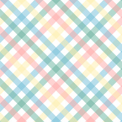 Colorful gingham seamless pattern.Checkered tartan plaid repeat pattern in blue green red yellow.Geometric vector illustration background wallpaper.