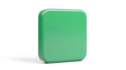 Blank Mobile application icon, button - green square with round corners. 3d rendering, white background