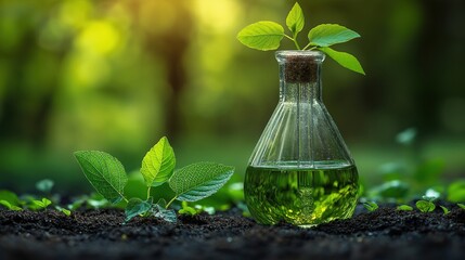 Green chemistry processes for eco friendly manufacturing solid background. Biotechnology	

