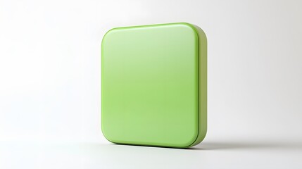 Blank Mobile application icon, button - green square with round corners. 3d rendering, white background