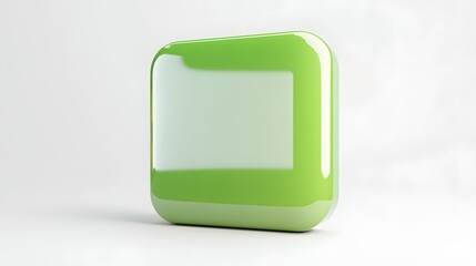 Blank Mobile application icon, button - green square with round corners. 3d rendering, white background