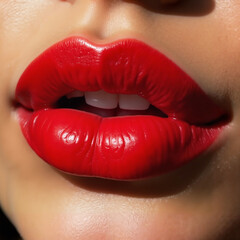 photo bright female lips close-up close, Al Generation