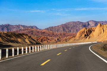 The Flaming Mountains in Turpan, western China. The silk road.