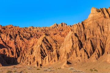 The Flaming Mountains in Turpan, western China. The silk road.