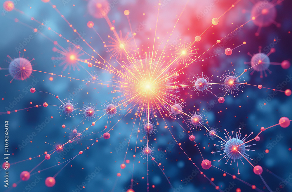 Poster digital background, tech processes, neural networks, artificial intelligence, data transfer and encr