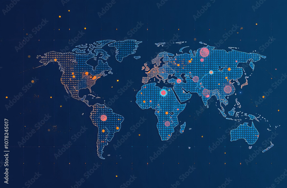 Poster digital background, tech processes, neural networks, artificial intelligence, data transfer and encr