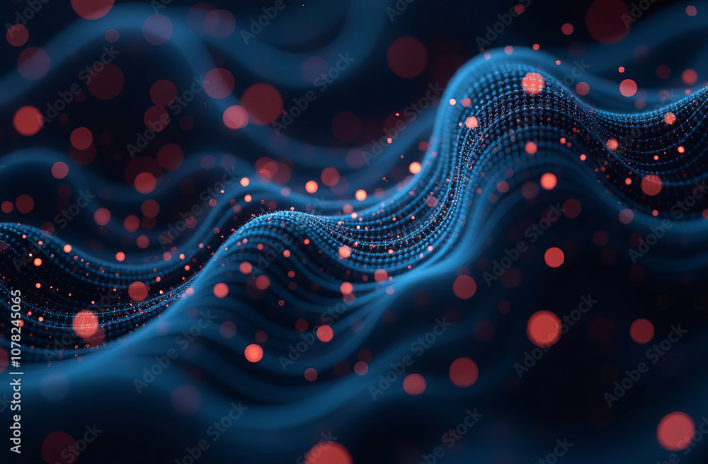 Aufkleber digital background, tech processes, neural networks, artificial intelligence, data transfer and encr