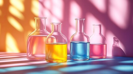 chemical glassware and liquid 3d rendering