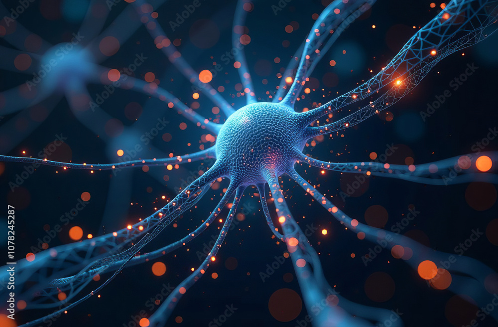 Poster digital background, tech processes, neural networks, artificial intelligence, data transfer and encr