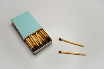 Top view of matchsticks in a box