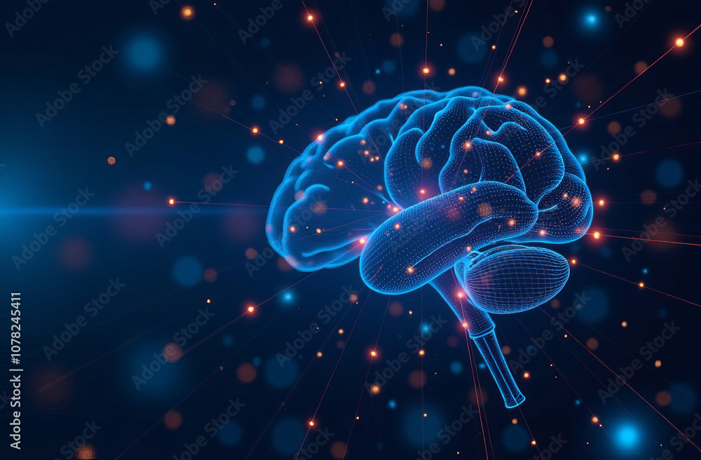 Aufkleber digital background, tech processes, neural networks, artificial intelligence, data transfer and encr