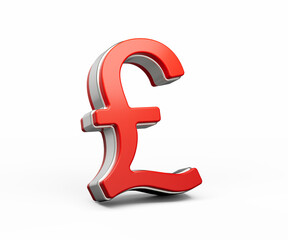 Bold Vibrant Red British Pound Currency Symbol With Sleek Metallic Gleam 3D Illustration
