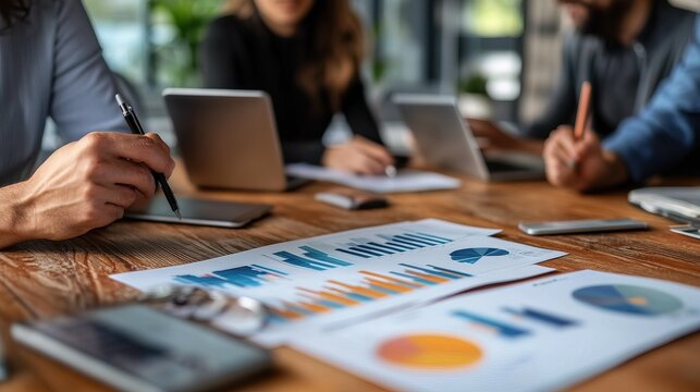 Professionals Examining Data Visualization in Boardroom