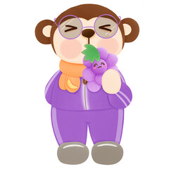 Monkey eat grapes 
