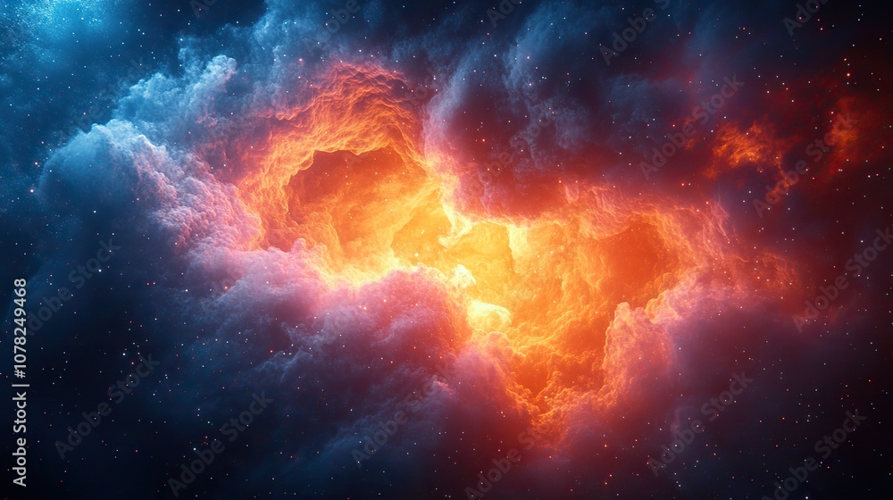 Canvas Prints colorful nebula with density glowing particles 3d rendering