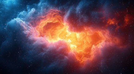colorful nebula with density glowing particles 3d rendering