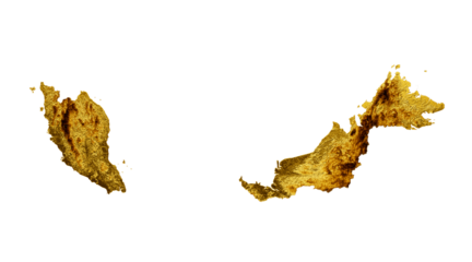 Malaysia Map Golden metal Color Height map Background 3d illustration
