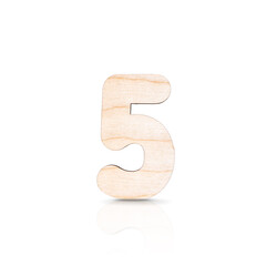 Naklejka premium Close up wooden numeric, number fiv
