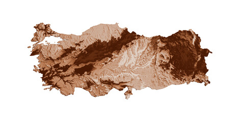 Map of Turkey in old style, brown graphics in a retro style Vintage Style. High detailed 3d illustration
