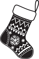 Silhouette Icons of Christmas Stockings - Vector Illustration.