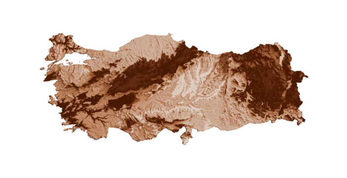 Map of Turkey in old style, brown graphics in a retro style Vintage Style. High detailed 3d illustration
