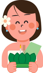 Boys and girls having fun with Loy Krathong Festival